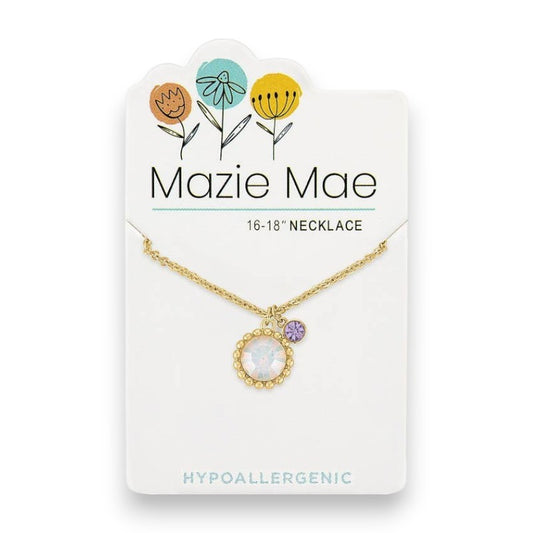 Gold Beaded White Opal and Mini Tanzanite - Mazie Mae - Necklace - Mellow Monkey