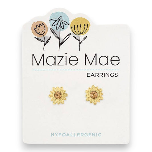 Gold Sunflower - Mazie Mae - Gold Earrings - Mellow Monkey
