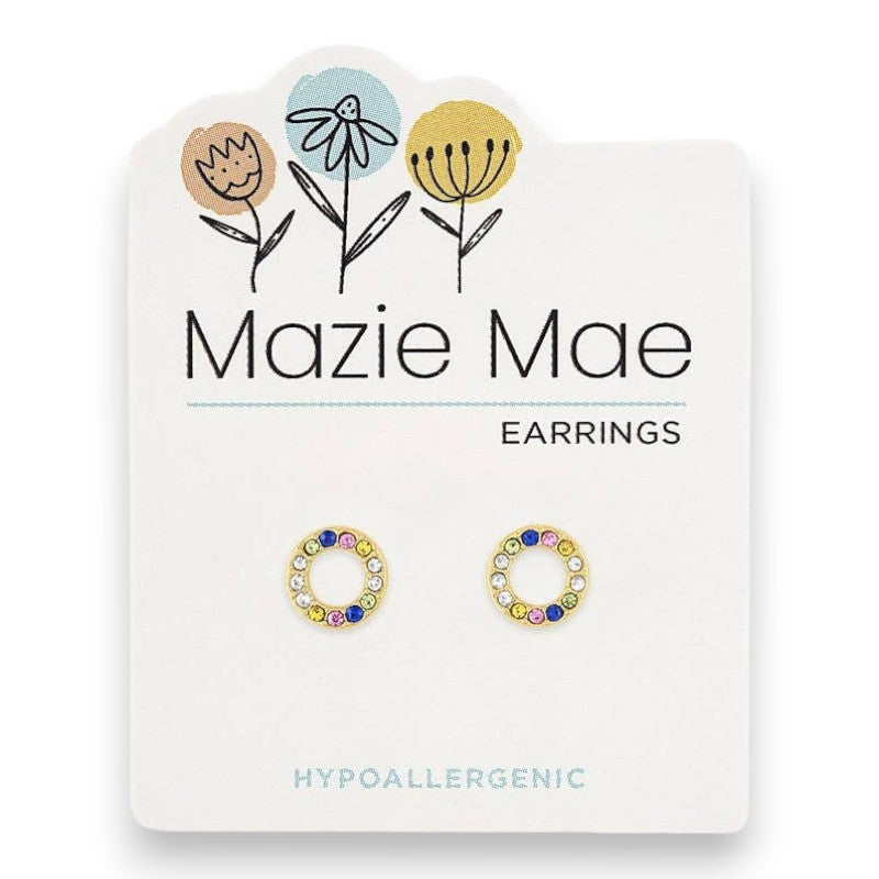 Multicolor Open Circle - Mazie Mae - Gold Earrings - Mellow Monkey
