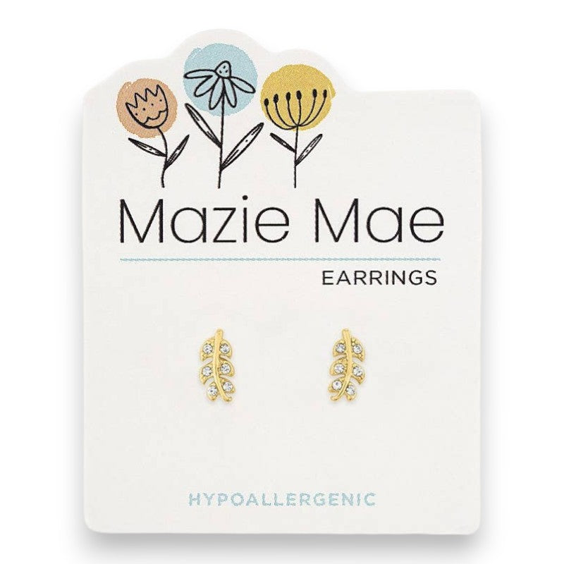 Gold Cubic Zirconia Branch - Mazie Mae - Gold Earrings - Mellow Monkey