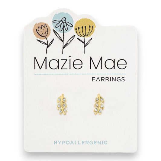 Gold Cubic Zirconia Branch - Mazie Mae - Gold Earrings - Mellow Monkey