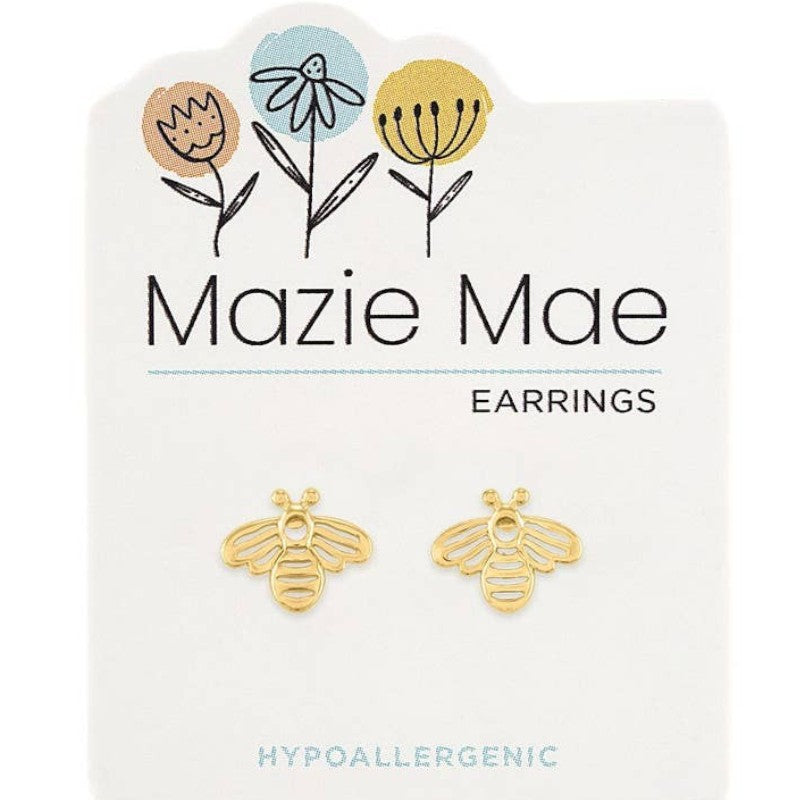 Gold Bee - Mazie Mae - Gold Earrings - Mellow Monkey