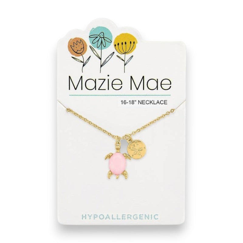 Gold Rosewater Opal Turtle and Sand Dollar Dangle - Mazie Mae - Necklace - Mellow Monkey