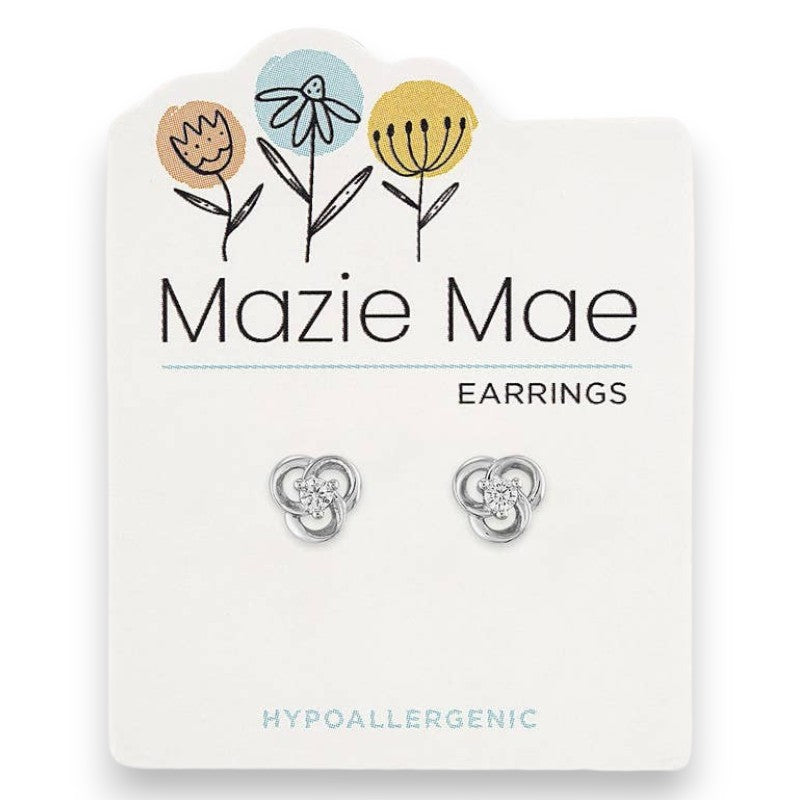Silver Celtic Twists with Cubic Zirconia - Mazie Mae - Silver Earrings - Mellow Monkey