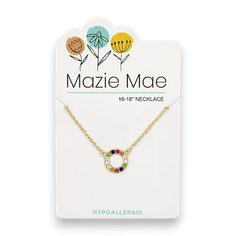 Gold Multicolor Open Circle- Mazie Mae - Necklace - Mellow Monkey