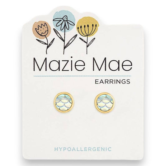Gold Mermaid Scale - Mazie Mae - Gold Earrings - Mellow Monkey