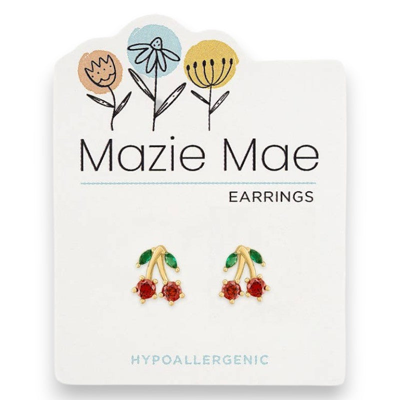 Gold Cherry - Mazie Mae - Gold Earrings - Mellow Monkey