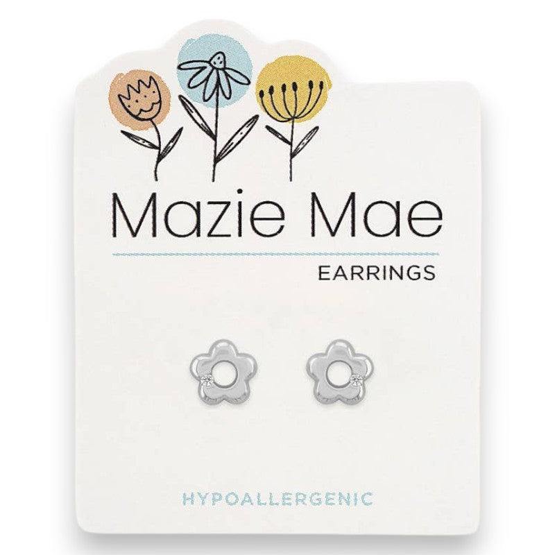 Silver Classic Flower - Mazie Mae - Silver Earrings - Mellow Monkey