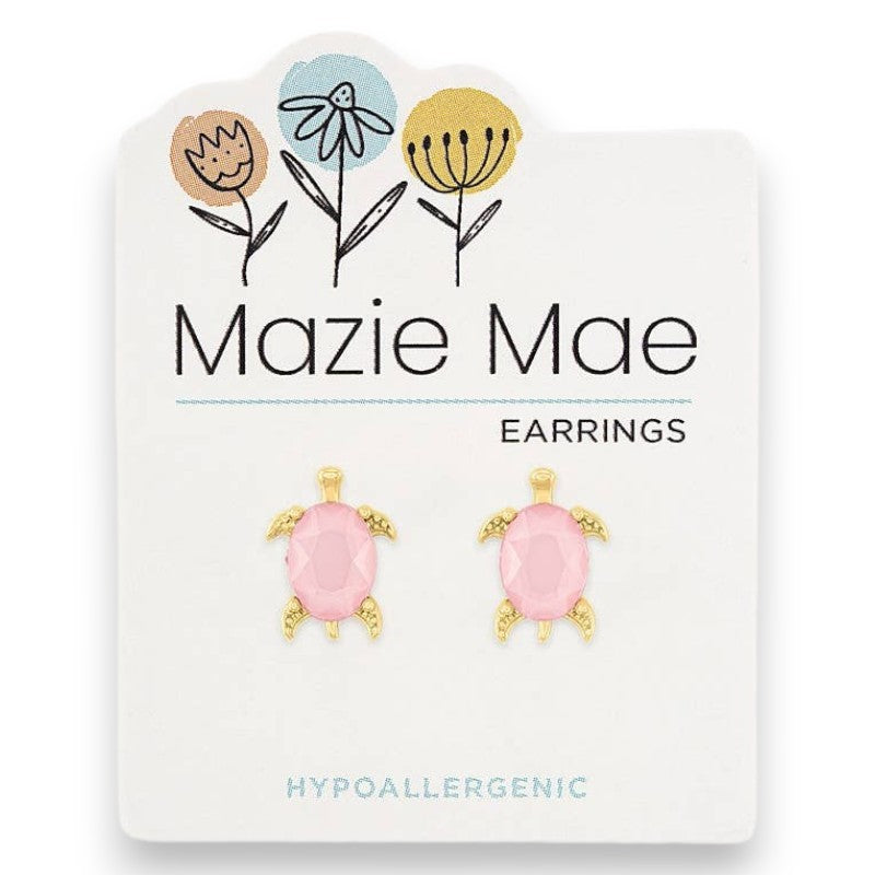Gold Rosewater Opal Turtle - Mazie Mae - Gold Earrings - Mellow Monkey