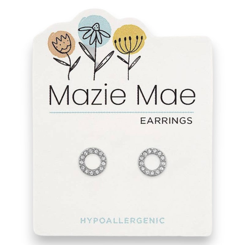 Silver Cubic Zirconia Open Circle - Mazie Mae - Silver Earrings - Mellow Monkey
