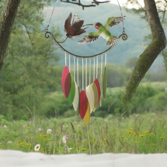 Hummingbird and Flower Wind Chime - 20-in - Mellow Monkey