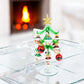 Green Glass Tree with Christmas Character Ornaments - 8-in - Mellow Monkey