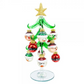Green Glass Tree with Christmas Character Ornaments - 8-in - Mellow Monkey