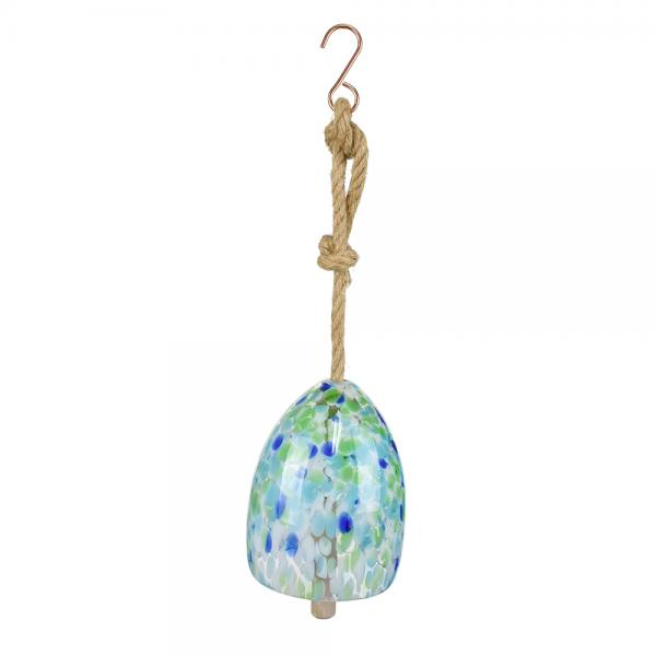 Green and Blue Blown Glass Bell - 21-in - Mellow Monkey