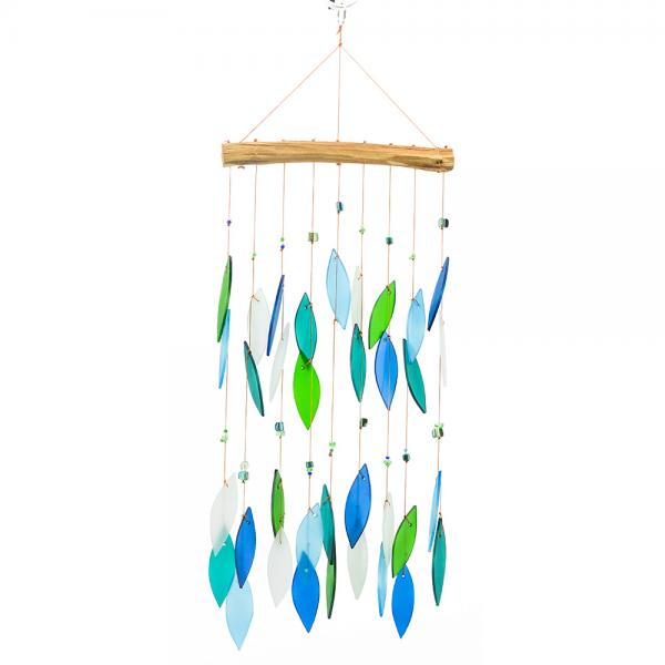 Ocean Blues Beaded Glass Wind Chime - 15-in - Mellow Monkey