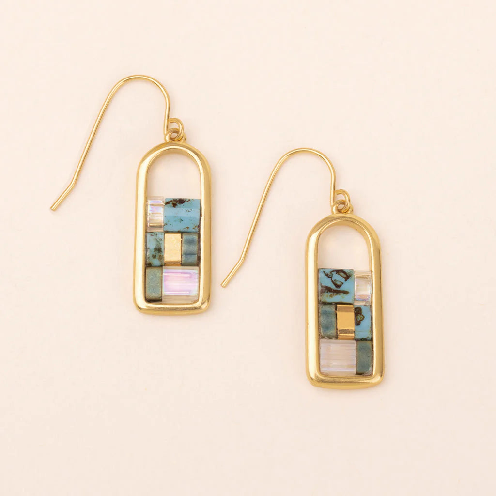 Good Karma Miyuki Frame Earring - Turquoise/Gold - Mellow Monkey