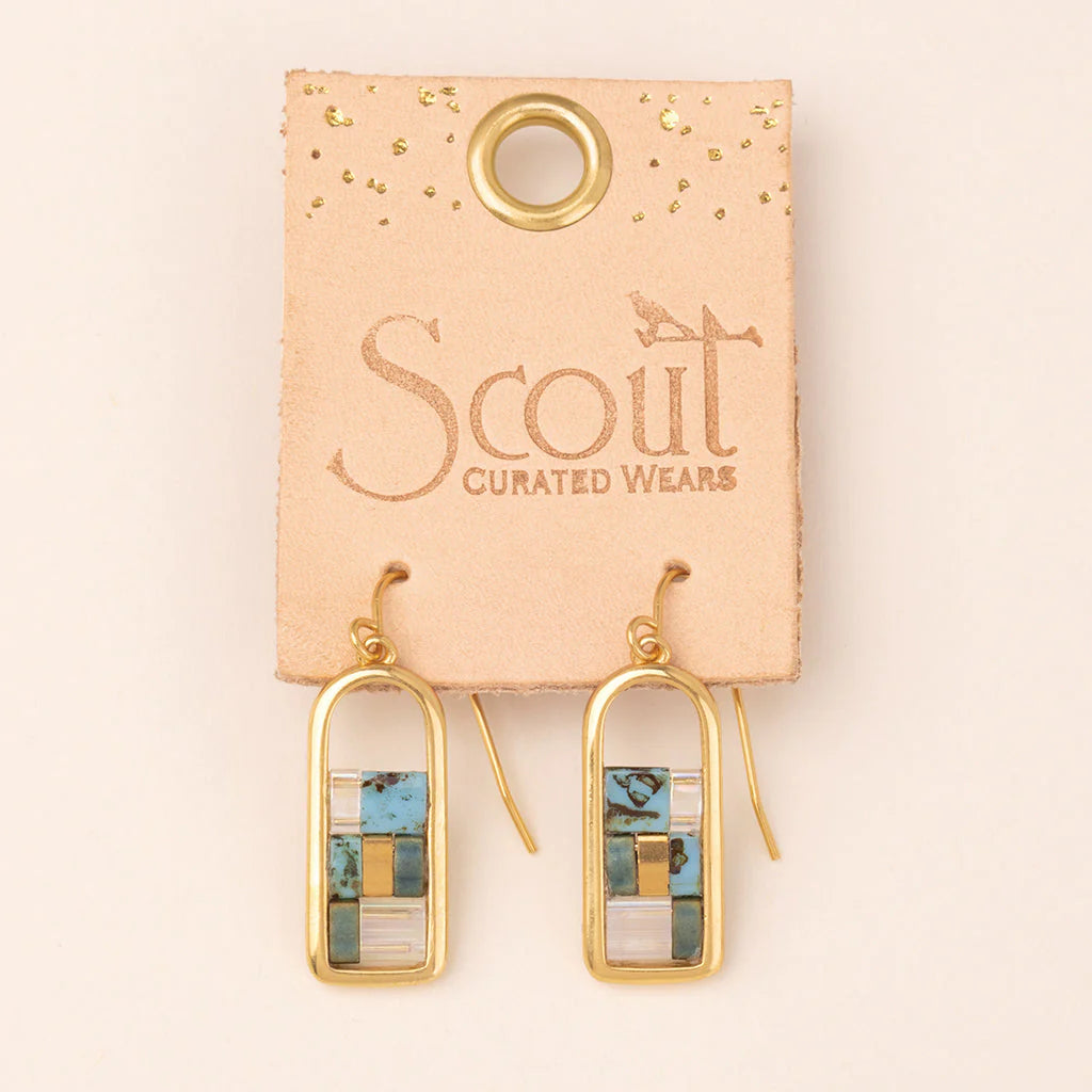 Good Karma Miyuki Frame Earring - Turquoise/Gold - Mellow Monkey