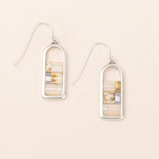 Good Karma Miyuki Frame Earring - Ivory/Silver - Mellow Monkey