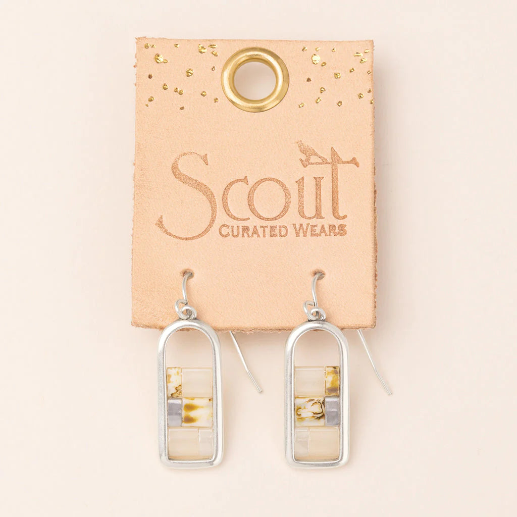 Good Karma Miyuki Frame Earring - Ivory/Silver - Mellow Monkey