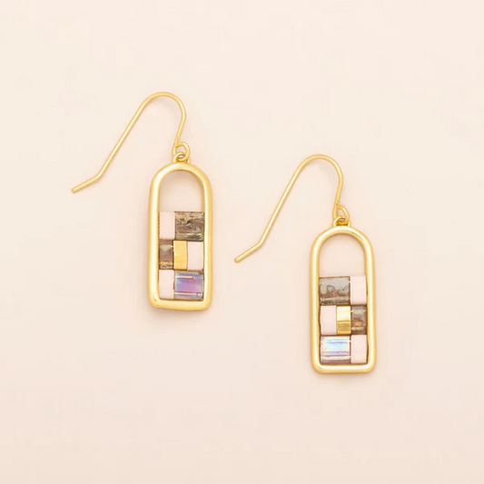 Good Karma Miyuki Frame Earring - Blush/Topaz/Gold