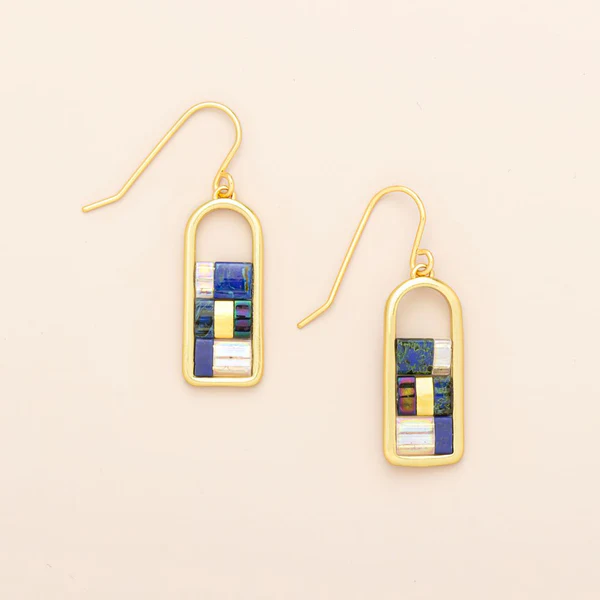 Good Karma Miyuki Frame Earring - Indigo/Gold - Mellow Monkey