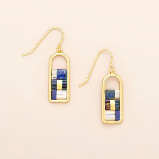 Good Karma Miyuki Frame Earring - Indigo/Gold