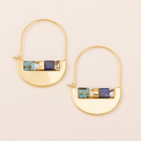 Good Karma Miyuki Crescent Hoop Earring - Indigo/Gold - Mellow Monkey