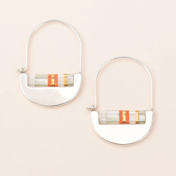 Good Karma Miyuki Crescent Hoop Earring - Mist/Salmon/Silver - Mellow Monkey