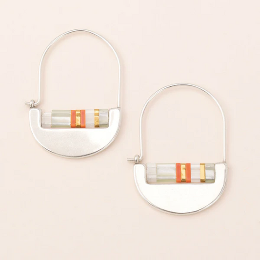 Good Karma Miyuki Crescent Hoop Earring - Mist/Salmon/Silver