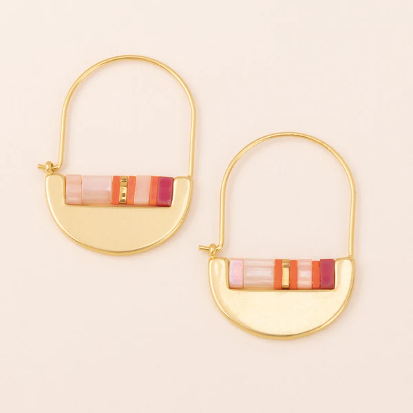 Good Karma Miyuki Crescent Hoop Earring - Pink Multi/Gold - Mellow Monkey