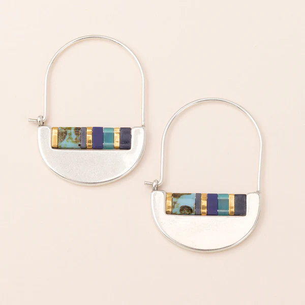 Good Karma Miyuki Crescent Hoop Earring - Cobalt/Silver - Mellow Monkey