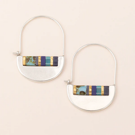 Good Karma Miyuki Crescent Hoop Earring - Cobalt/Silver