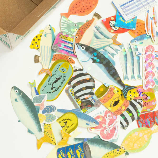 Seafood Stickers - Boxed Fish Hologram Stickers - Mellow Monkey