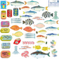 Seafood Stickers - Boxed Fish Hologram Stickers - Mellow Monkey