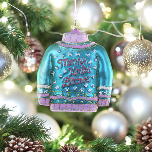 Merry Xmas Bitches - Cody Foster Christmas Sweater Ornament - 4-1/2-in - Mellow Monkey