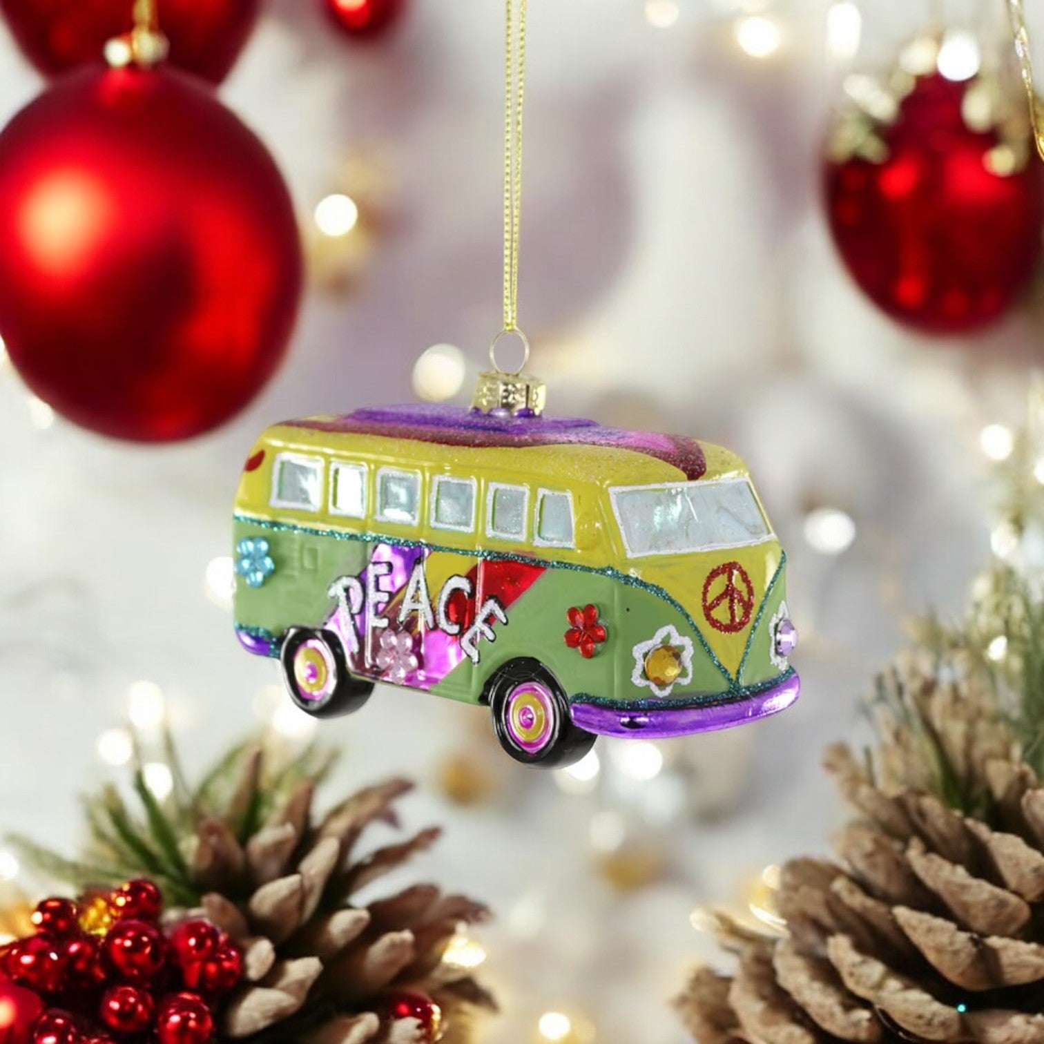 Hippie Bus - Cody Foster Ornament - 4-1/4-in - Mellow Monkey