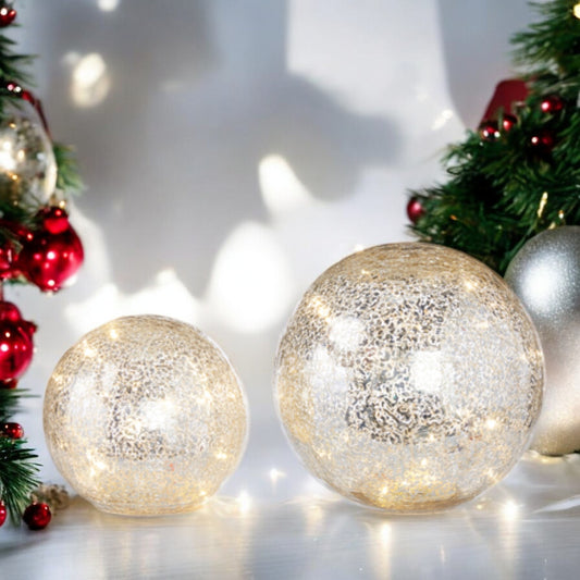 Decorative Mercury Glass Lighted Ball - Mellow Monkey