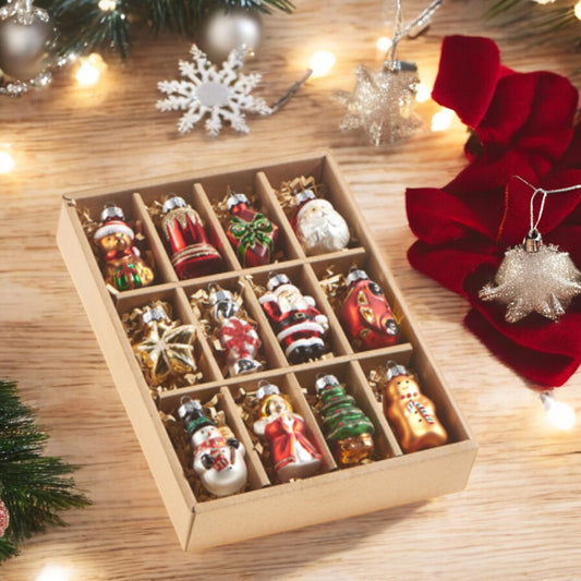 Box Of Vintage Traditional Christmas Ornaments