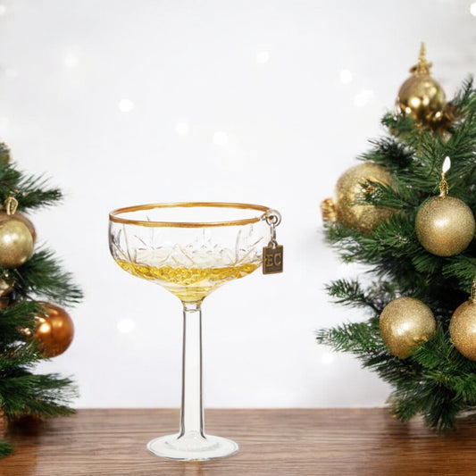 Elegant Champagne Coupe Ornament - 4-1/2-in - Mellow Monkey