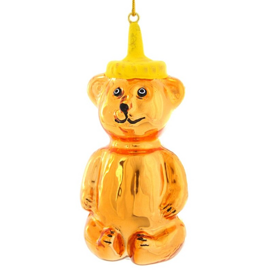 Honey Bear Glass Ornament - 3.75-in - Mellow Monkey