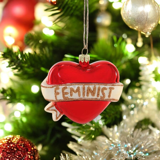 Feminist Heart - Glass Ornament - 3-3/4-in