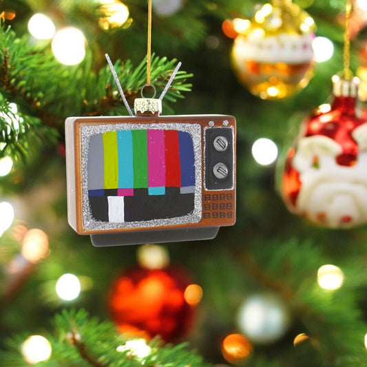 Vintage Television Set - Glass Ornament - 3-1/4-in