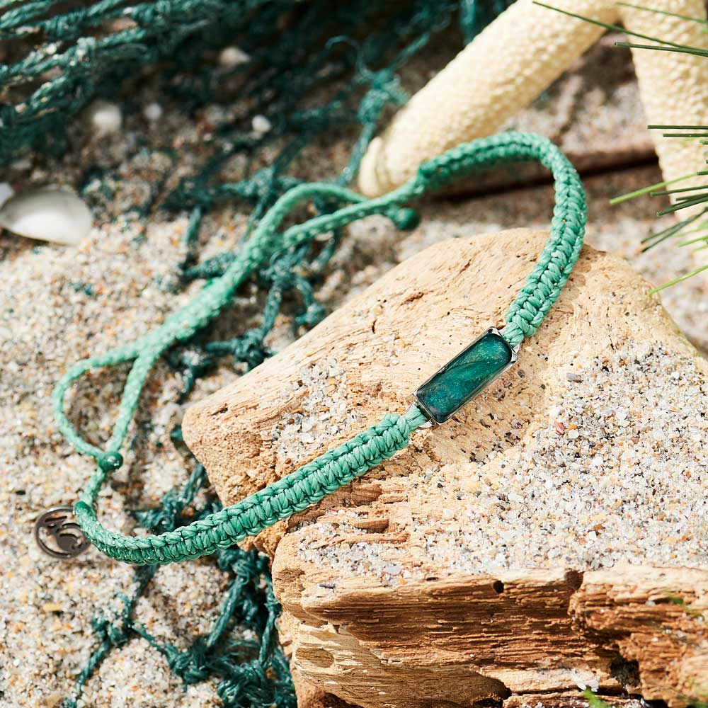 4Ocean Unisex Ghost Net Braided Bracelet - Sea Foam Green - Mellow Monkey