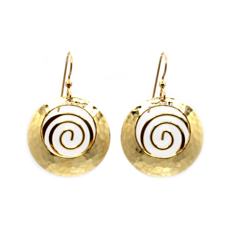 Silver Forest Hammered Circle with Coil Earrings NE-2228 - Mellow Monkey