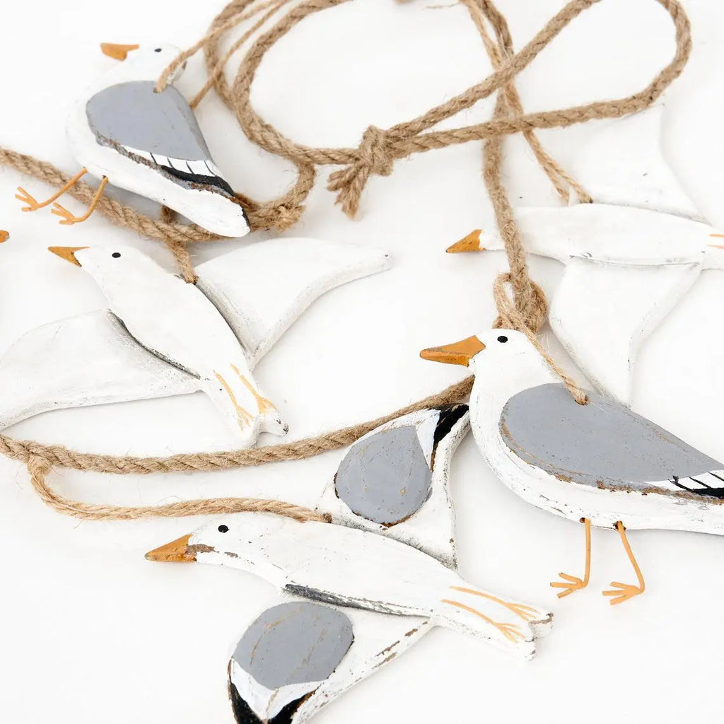 Wood and Rope Seagull Garland - 48-in - Mellow Monkey