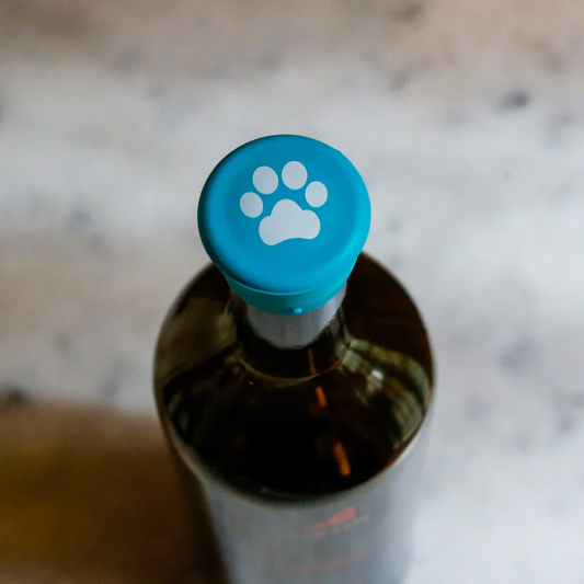 Teal and White Paw Print - Capabunga Wine Bottle Top Seal - Mellow Monkey