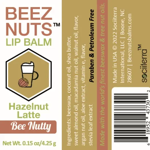 Hazelnut - Beez Nuts Beeswax and Tree Nut Oil Lip Balm - Mellow Monkey