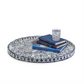 Blue and White Inlaid Decorative Round Serving Tray - 24-in