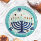 Round Menorah Glass Platter - 11-3/4-in - Mellow Monkey