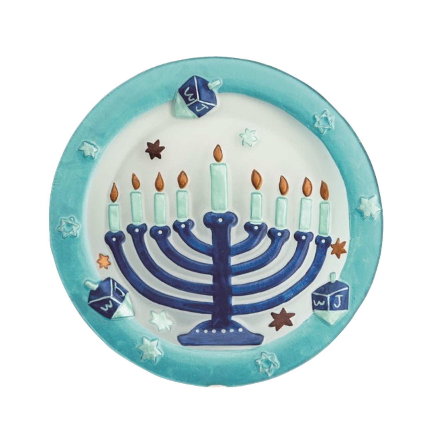 Colored glass factory family menorah